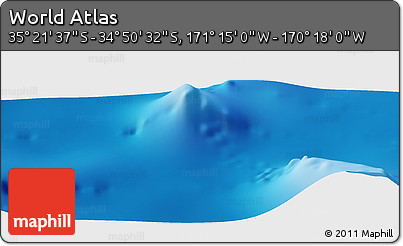 Physical Panoramic Map of the Area around 35° 6' 5" S, 170° 46' 30" W