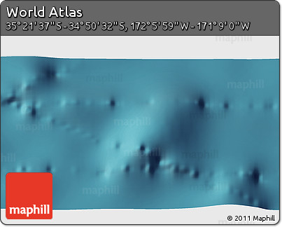 Satellite 3D Map of the Area around 35° 6' 5" S, 171° 37' 30" W