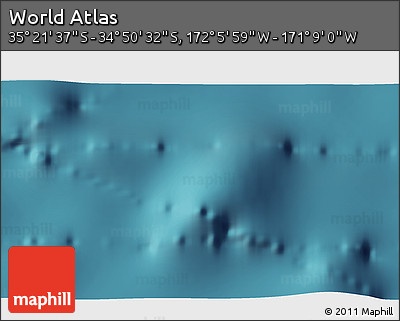 Satellite 3D Map of the Area around 35° 6' 5" S, 171° 37' 30" W