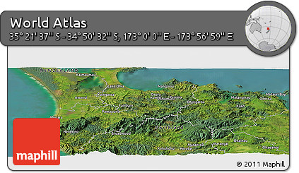 Satellite Panoramic Map of the Area around 35° 6' 5" S, 173° 28' 29" E