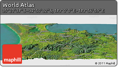 Satellite Panoramic Map of the Area around 35° 6' 5" S, 173° 28' 29" E