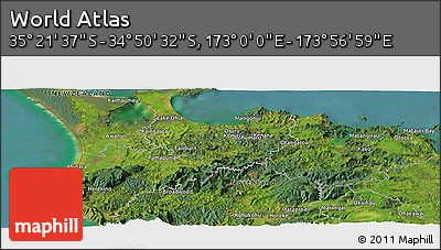 Satellite Panoramic Map of the Area around 35° 6' 5" S, 173° 28' 29" E