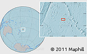 Gray Location Map of the area around 35° 6' 5" S, 173° 19' 29" W, hill shading