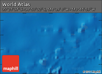 Physical Map of the Area around 35° 6' 5" S, 174° 10' 30" W