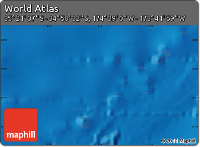 Physical Map of the Area around 35° 6' 5" S, 174° 10' 30" W