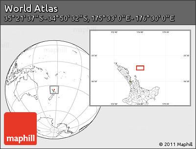 Blank Location Map of the Area around 35° 6' 5" S, 176° 1' 30" E