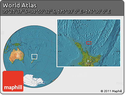 Satellite Location Map of the Area around 35° 6' 5" S, 176° 1' 30" E