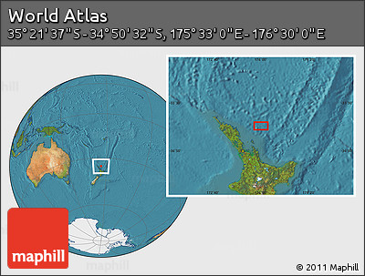 Satellite Location Map of the Area around 35° 6' 5" S, 176° 1' 30" E
