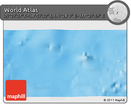 Shaded Relief 3D Map of the Area around 35° 6' 5" S, 176° 52' 30" E