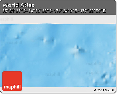 Shaded Relief 3D Map of the Area around 35° 6' 5" S, 176° 52' 30" E