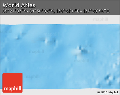 Shaded Relief 3D Map of the Area around 35° 6' 5" S, 176° 52' 30" E