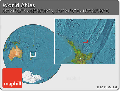 Satellite Location Map of the Area around 35° 6' 5" S, 176° 52' 30" E