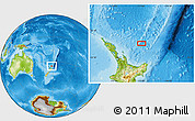 Physical Location Map of the area around 35° 6' 5" S, 177° 43' 29" E