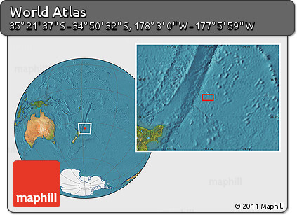 Satellite Location Map of the Area around 35° 6' 5" S, 177° 34' 29" W