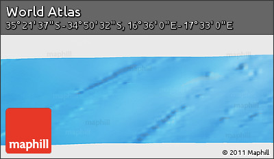 Physical Panoramic Map of the Area around 35° 6' 5" S, 17° 4' 30" E