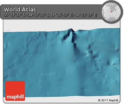 Satellite 3D Map of the Area around 35° 6' 5" S, 17° 55' 29" E