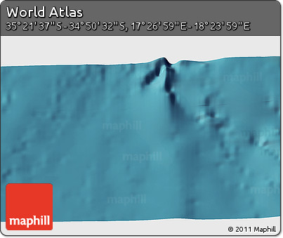 Satellite 3D Map of the Area around 35° 6' 5" S, 17° 55' 29" E