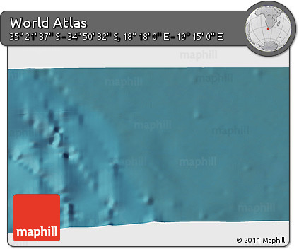 Satellite 3D Map of the Area around 35° 6' 5" S, 18° 46' 29" E