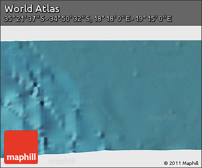 Satellite 3D Map of the Area around 35° 6' 5" S, 18° 46' 29" E