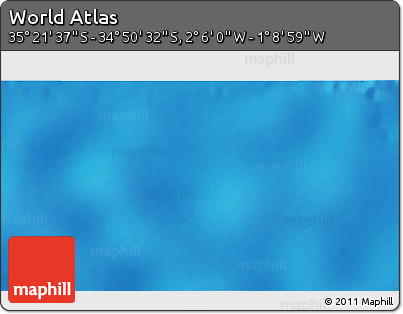 Physical 3D Map of the Area around 35° 6' 5" S, 1° 37' 30" W