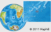 Physical Location Map of the area around 35° 6' 5" S, 1° 37' 30" W