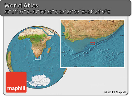 Satellite Location Map of the Area around 35° 6' 5" S, 23° 52' 30" E