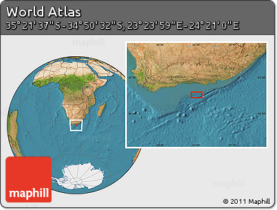 Satellite Location Map of the Area around 35° 6' 5" S, 23° 52' 30" E