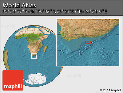 Satellite Location Map of the Area around 35° 6' 5" S, 23° 52' 30" E
