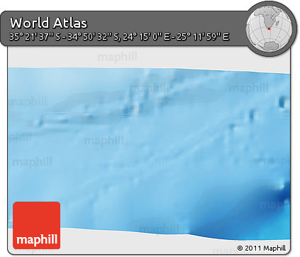 Shaded Relief 3D Map of the Area around 35° 6' 5" S, 24° 43' 30" E