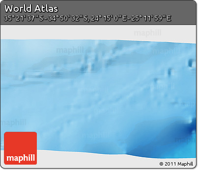 Shaded Relief 3D Map of the Area around 35° 6' 5" S, 24° 43' 30" E