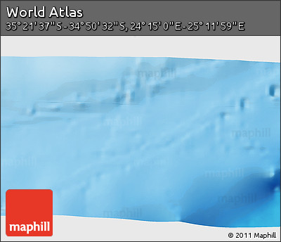 Shaded Relief 3D Map of the Area around 35° 6' 5" S, 24° 43' 30" E