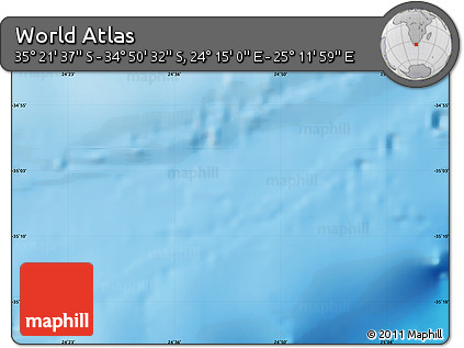 Physical Map of the Area around 35° 6' 5" S, 24° 43' 30" E