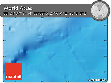Physical Map of the Area around 35° 6' 5" S, 25° 34' 30" E