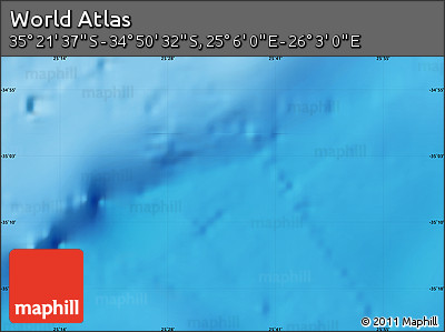 Physical Map of the Area around 35° 6' 5" S, 25° 34' 30" E