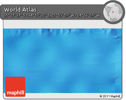 Shaded Relief 3D Map of the Area around 35° 6' 5" S, 25° 25' 29" W