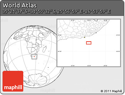 Blank Location Map of the Area around 35° 6' 5" S, 26° 25' 29" E