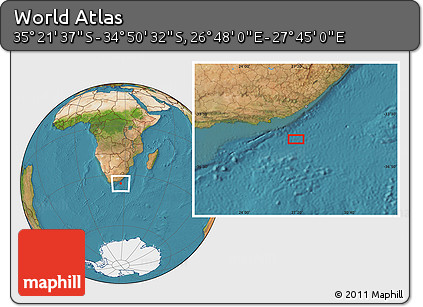 Satellite Location Map of the Area around 35° 6' 5" S, 27° 16' 29" E