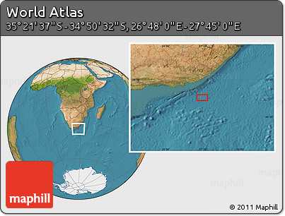 Satellite Location Map of the Area around 35° 6' 5" S, 27° 16' 29" E