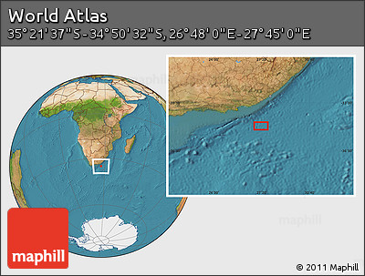 Satellite Location Map of the Area around 35° 6' 5" S, 27° 16' 29" E