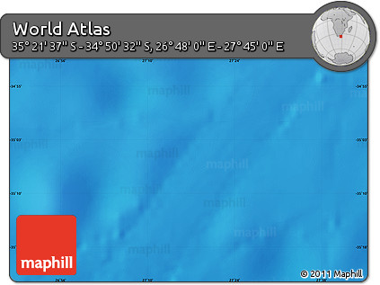 Physical Map of the Area around 35° 6' 5" S, 27° 16' 29" E