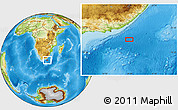 Physical Location Map of the area around 35° 6' 5" S, 28° 7' 30" E