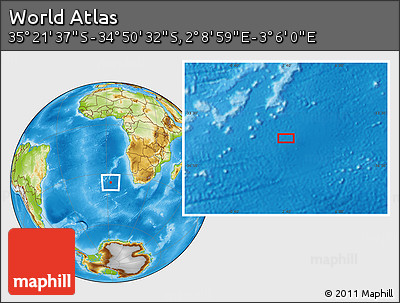 Physical Location Map of the Area around 35° 6' 5" S, 2° 37' 30" E