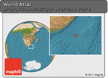 Satellite Location Map of the Area around 35° 6' 5" S, 30° 40' 29" E