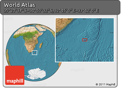 Satellite Location Map of the Area around 35° 6' 5" S, 33° 13' 30" E