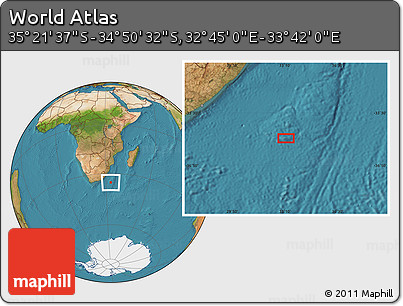Satellite Location Map of the Area around 35° 6' 5" S, 33° 13' 30" E