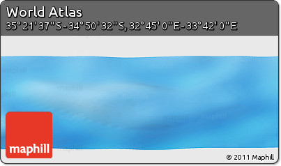Shaded Relief Panoramic Map of the Area around 35° 6' 5" S, 33° 13' 30" E