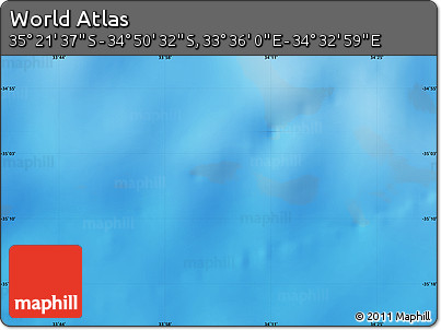 Physical Map of the Area around 35° 6' 5" S, 34° 4' 30" E