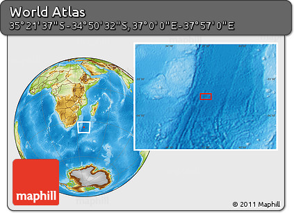 Physical Location Map of the Area around 35° 6' 5" S, 37° 28' 30" E