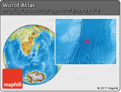 Physical Location Map of the Area around 35° 6' 5" S, 37° 28' 30" E