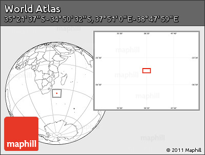 Blank Location Map of the Area around 35° 6' 5" S, 38° 19' 30" E